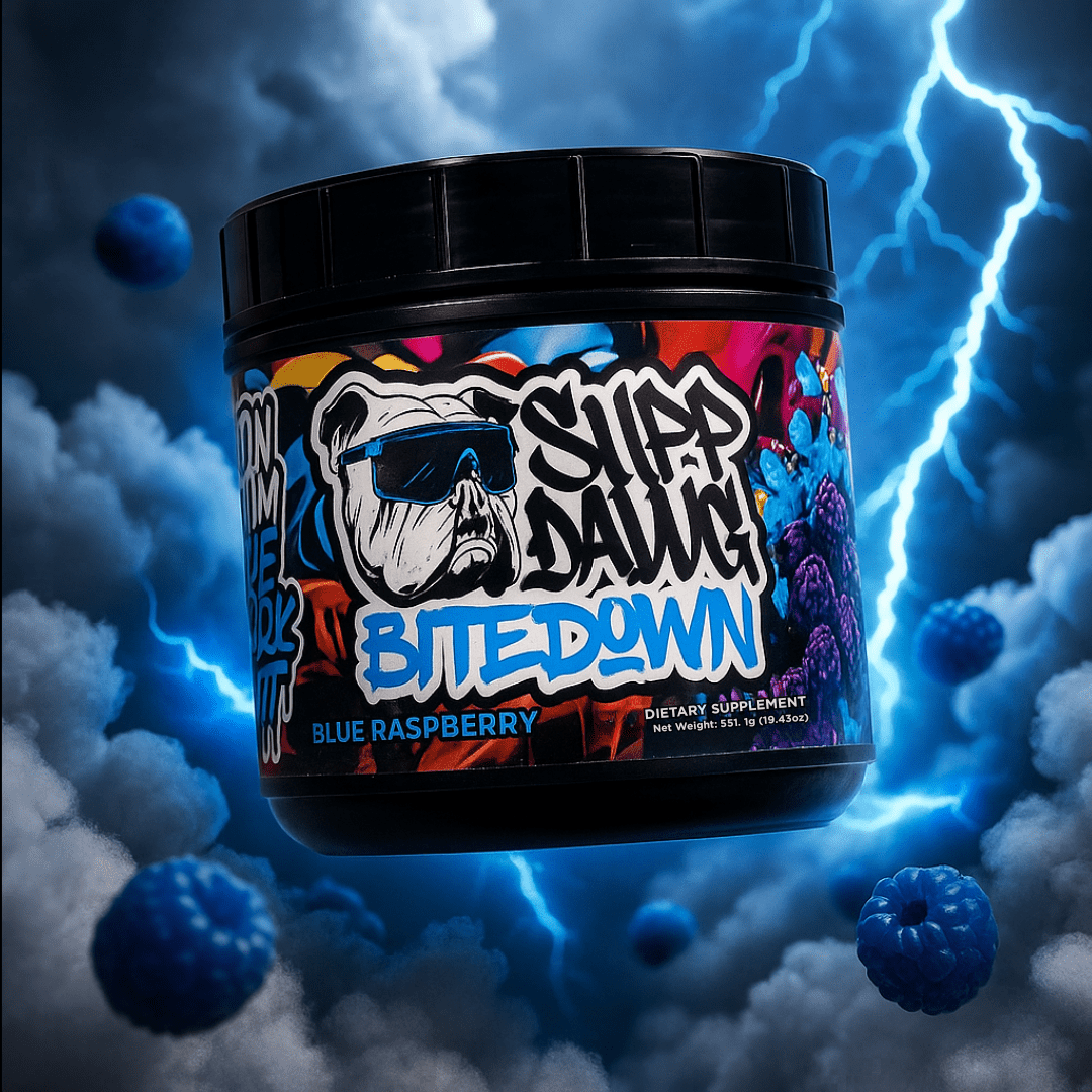Bite Down non-stim pre-workout tub for pump-focused training