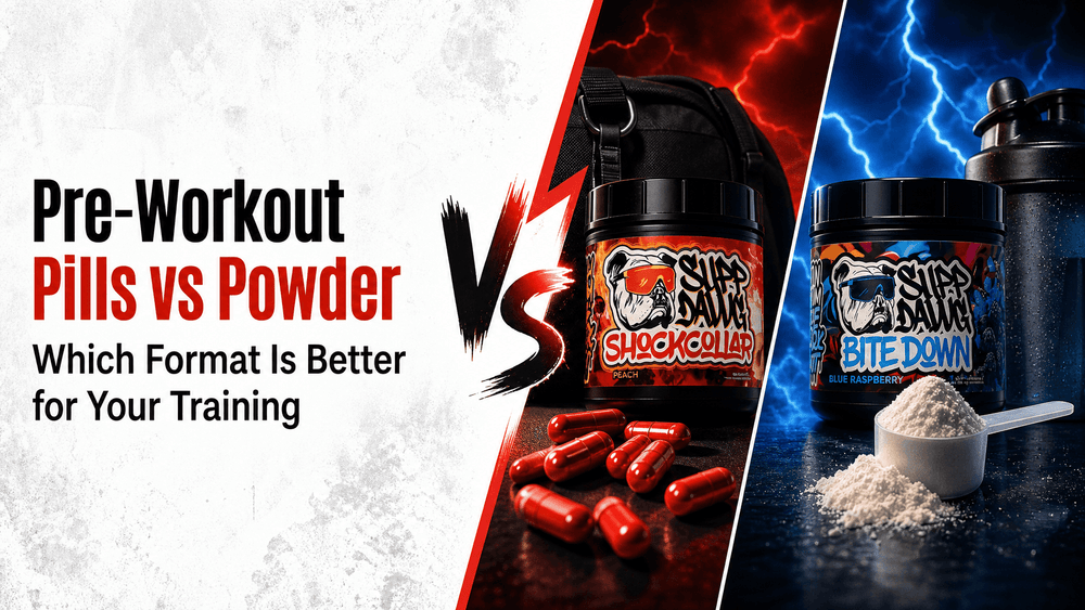 Pre-workout pills vs powder comparison featuring the two formats for effective training.