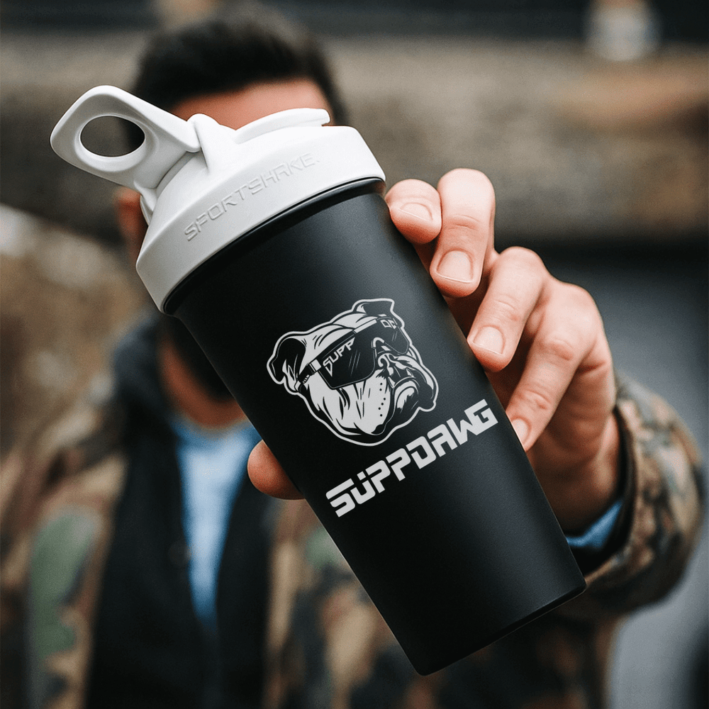 SuppDawg 27 ounce shaker bottle in use