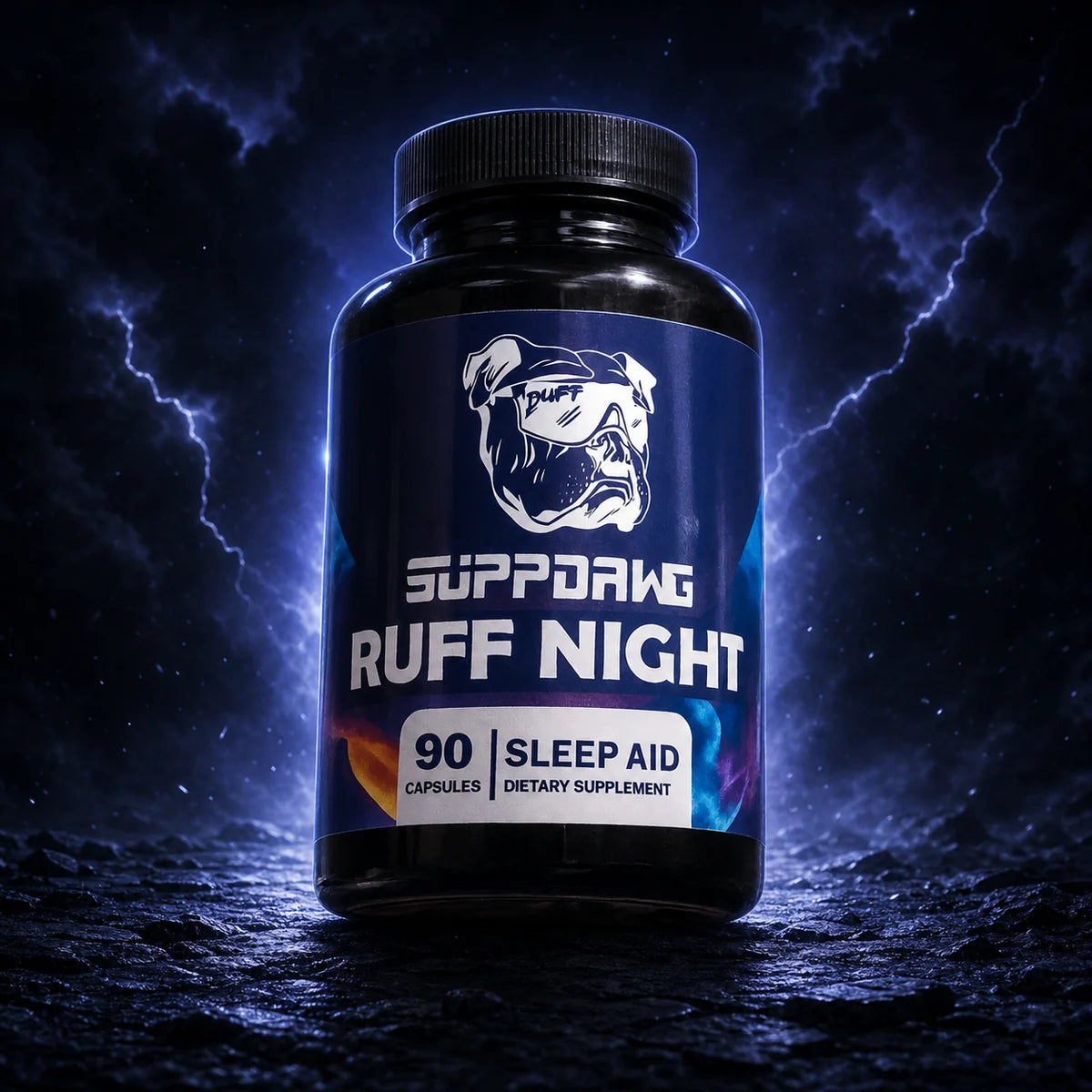 Ruff Night Melatonin-Free Evening Formula — 30 Servings supplement container