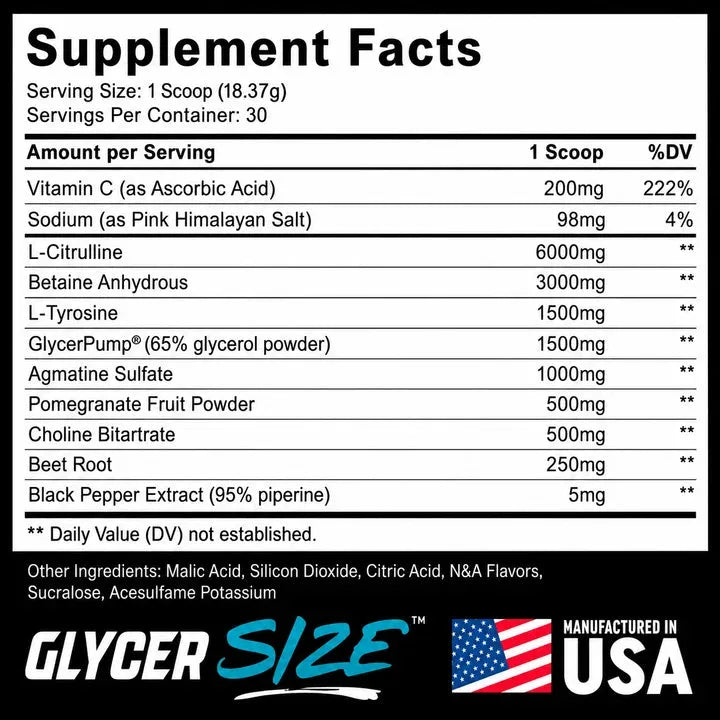 Bite Down Supplement Facts with amounts per one-scoop serving