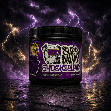 Shock Collar Blackberry Lemonade pre-workout with blackberry and lemon flavor notes