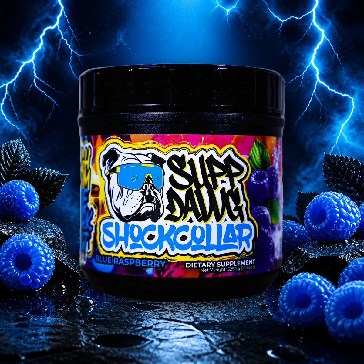 Shock Collar High-Stim Pre-Workout supplement container