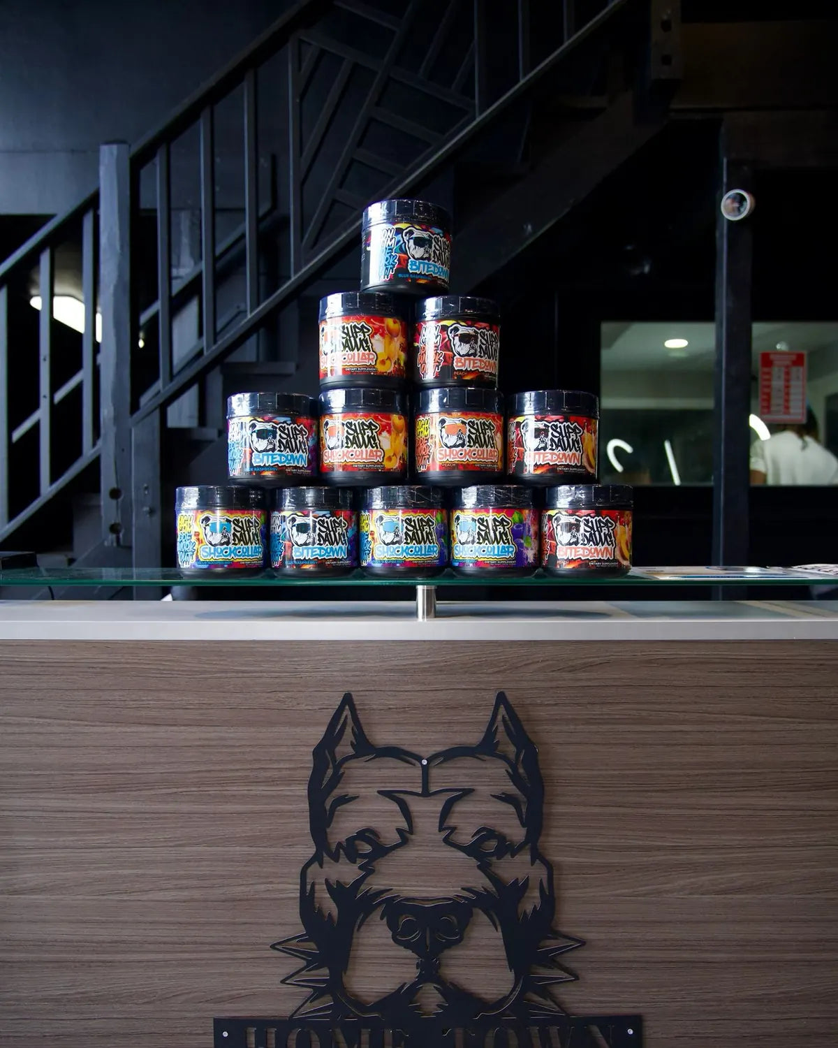 SuppDawg products displayed at a retail partner location
